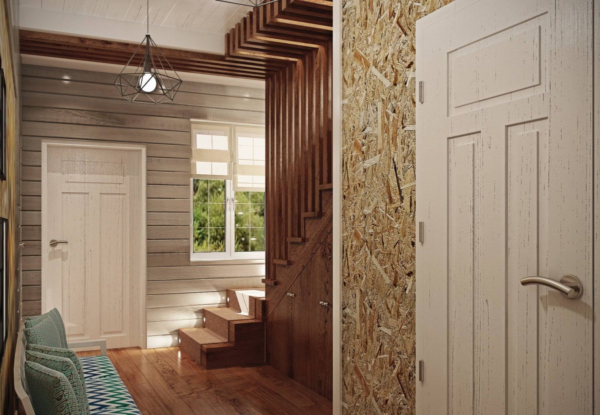 Отделка прихожей деревом
