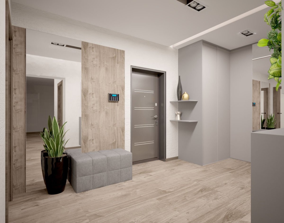 Серо бежевая прихожая