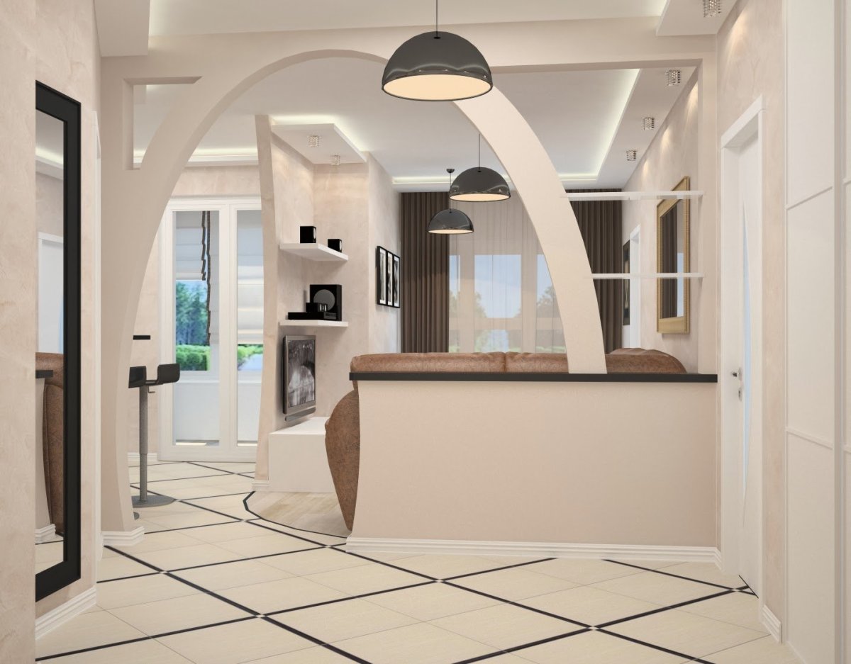 Перегородка между коридором и гостиной