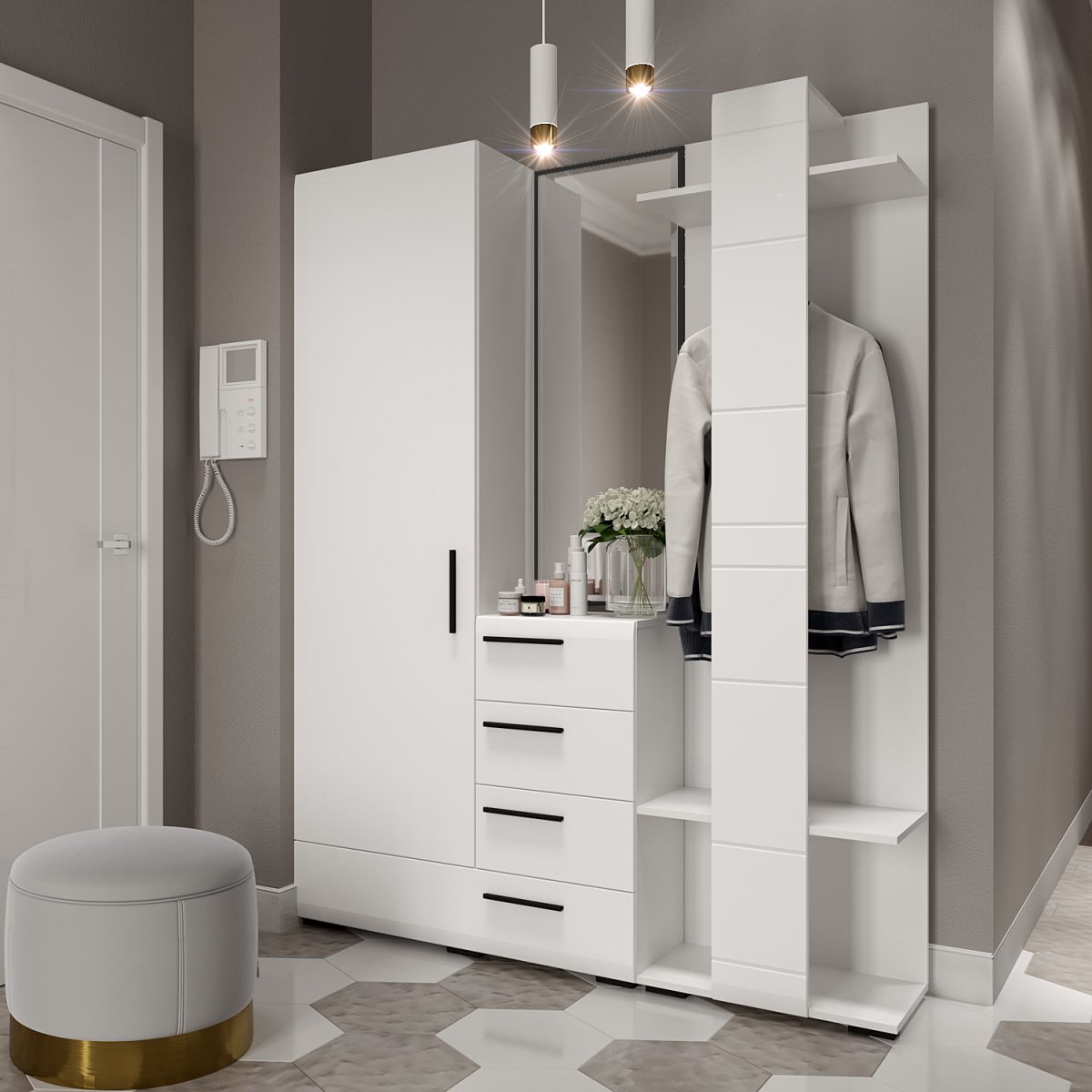 Прихожая Лайт белый глянец (Эстель)