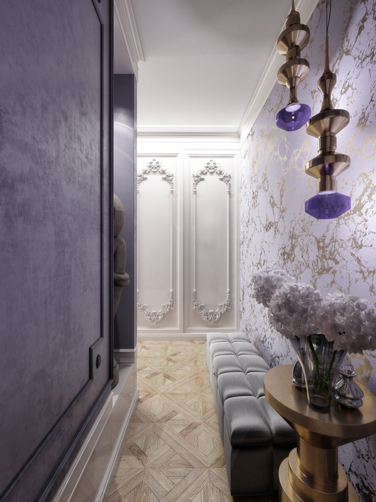 Прихожая в лавандовом цвете