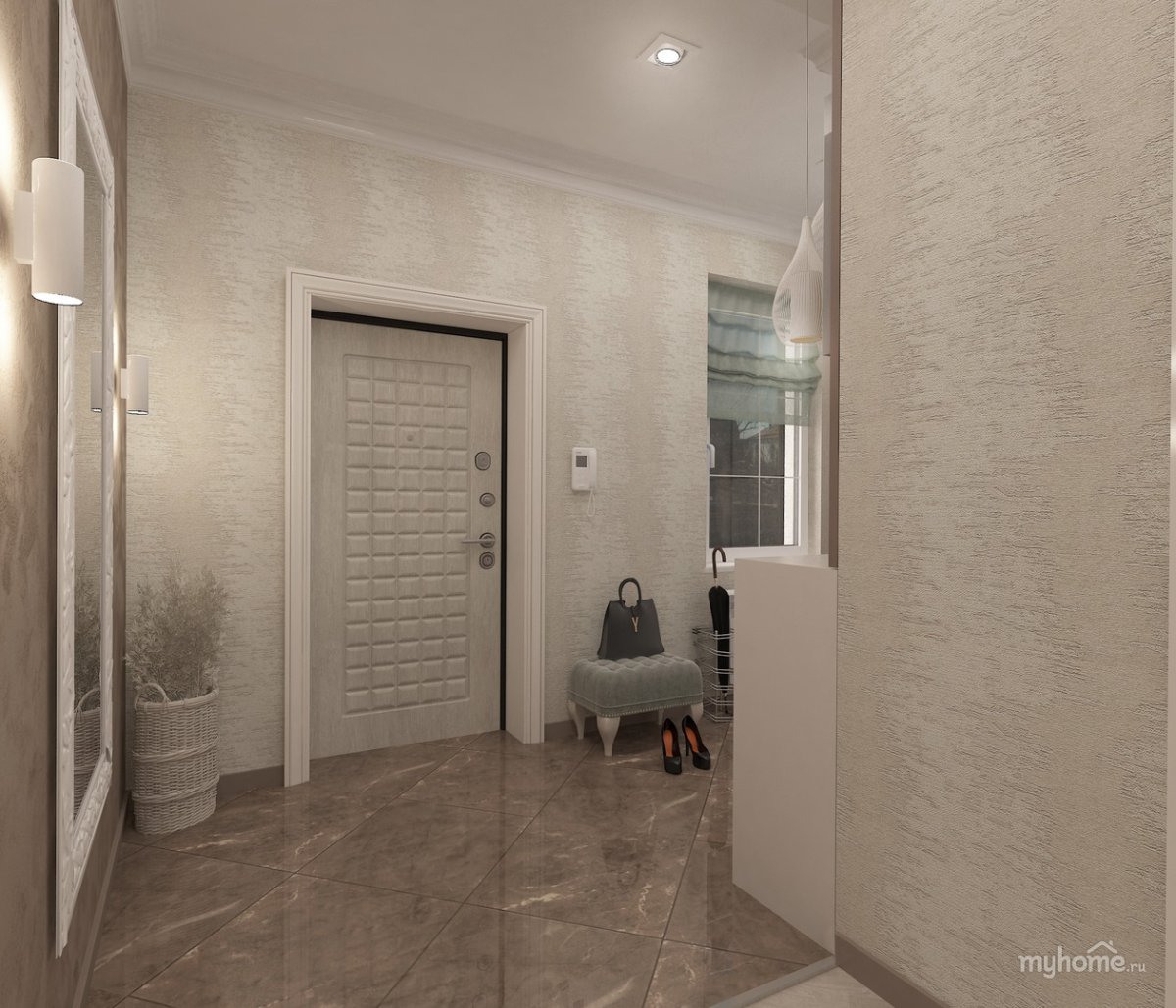 Декоративная штукатурка в интерьере коридора