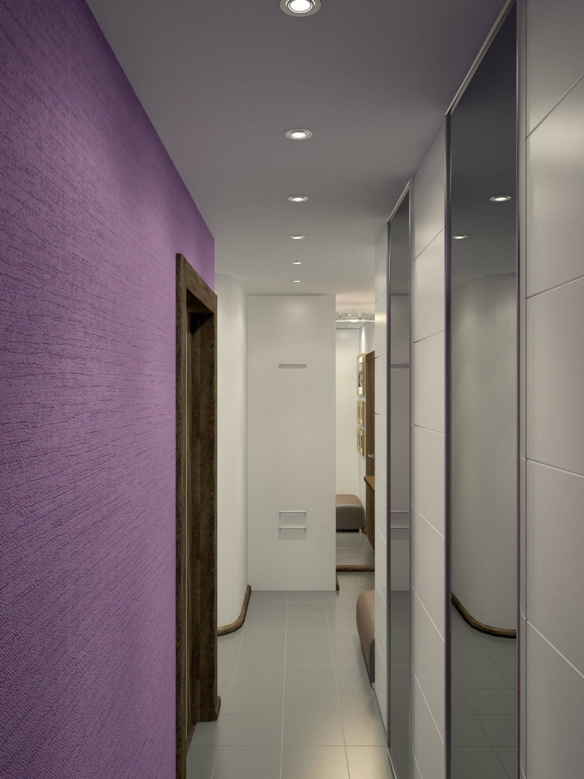 Сиреневые стены в коридоре