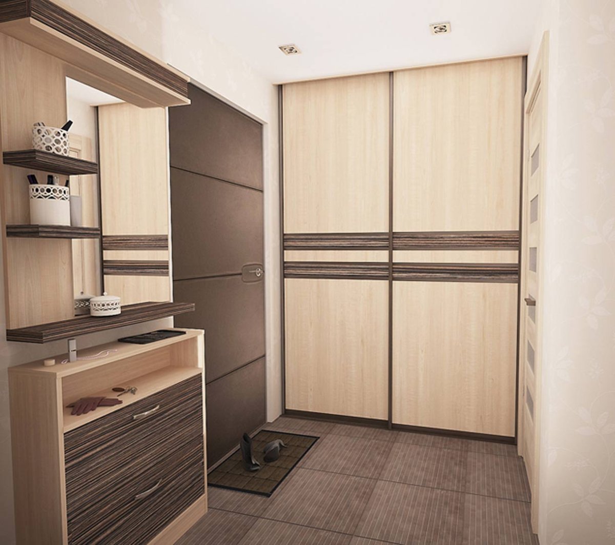 Узкие встроенные шкафы в прихожую