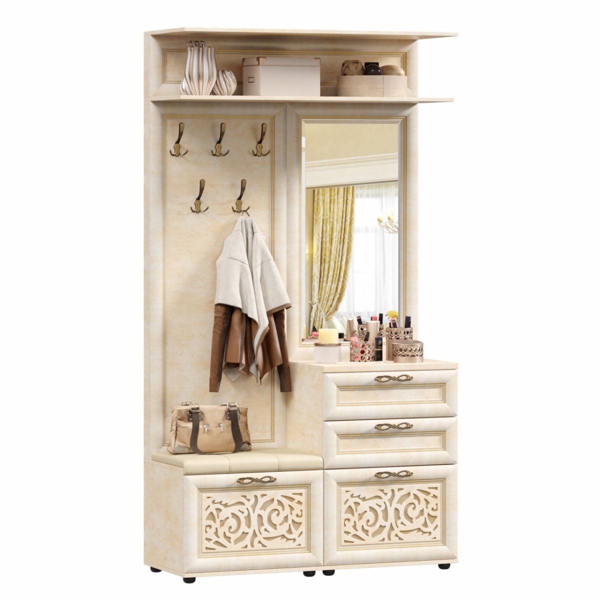 Вешалка комбинированная с зеркалом Александрия ЛД 125.110