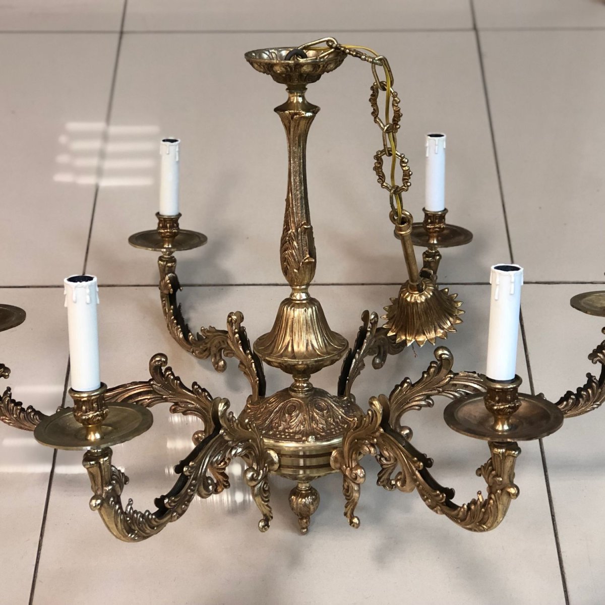 Люстра латунь-бронза размер 90*55 Винтаж 6 Рожков