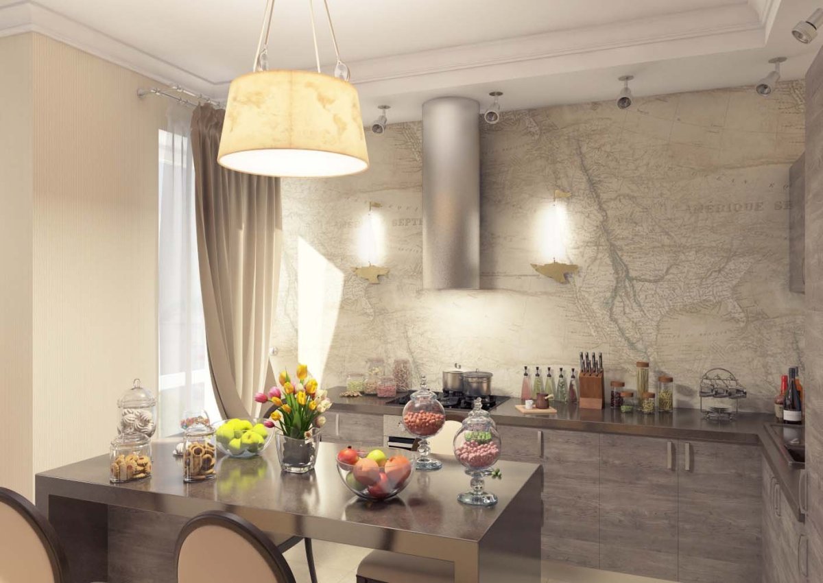 Светильник над столом на кухне