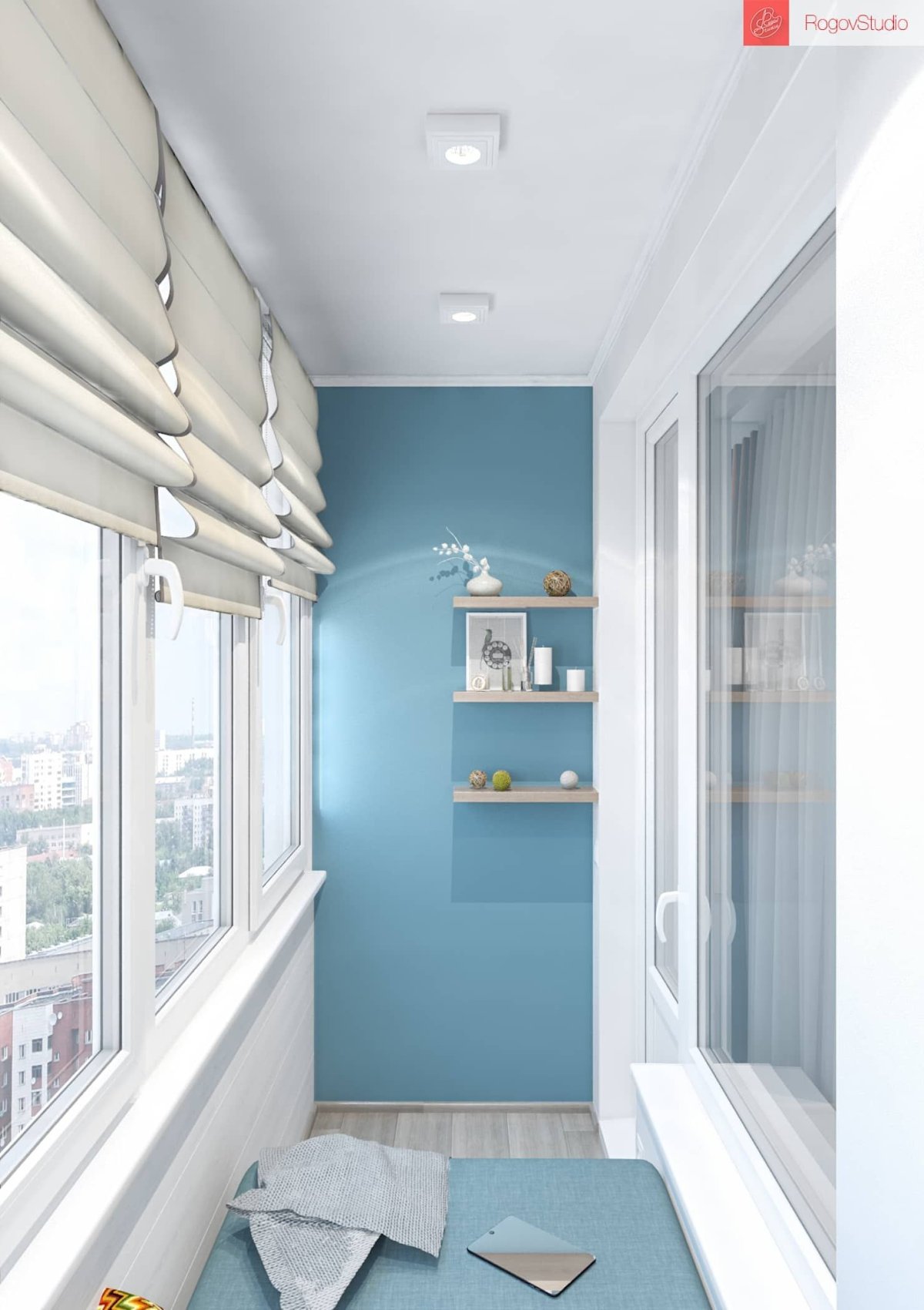 Лоджии в светло голубых тонах