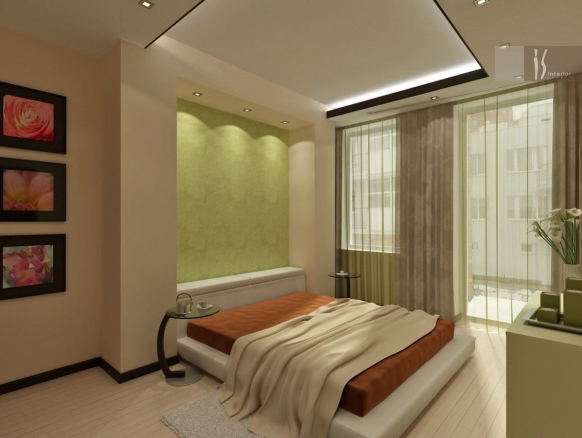 Интерьер спальни с лоджией