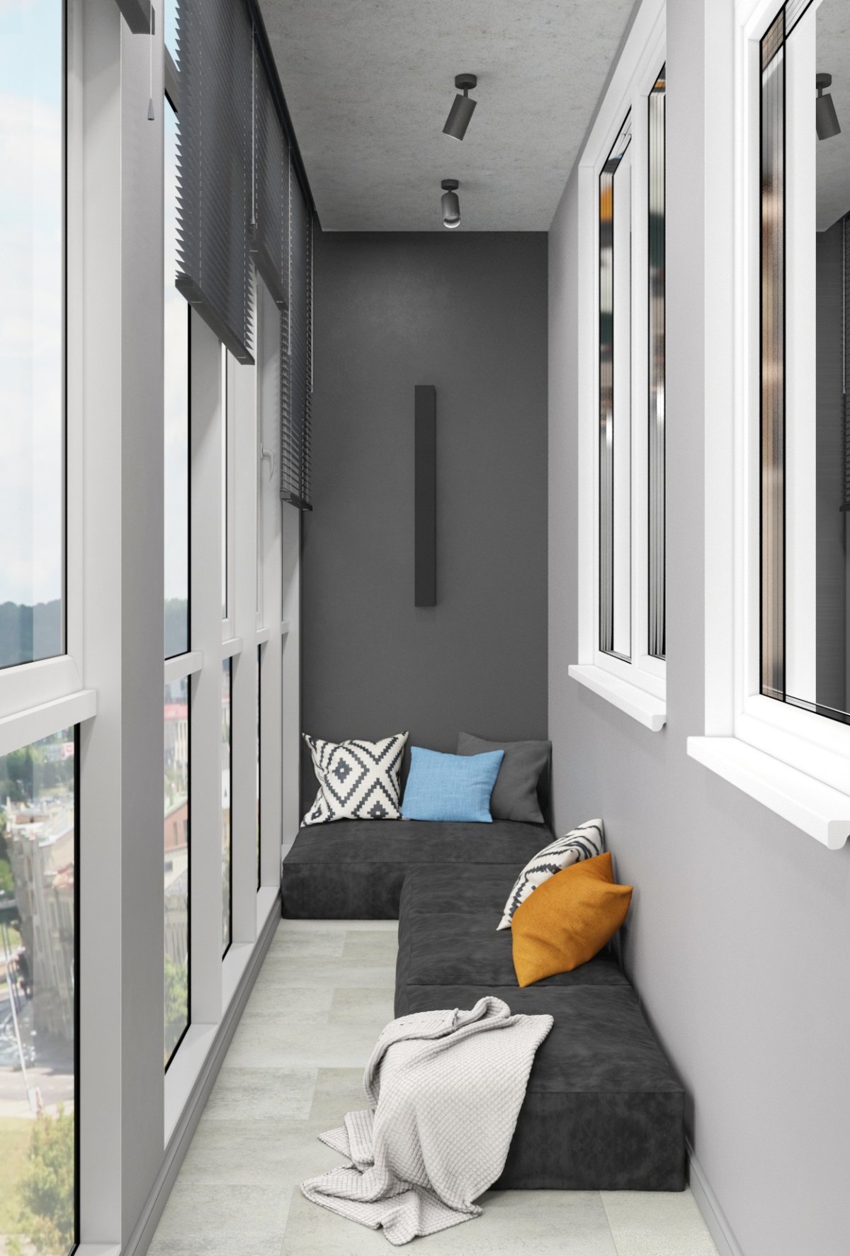 Светло серый балкон