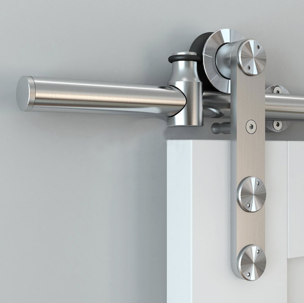 Амбарный механизм Covali нержавейка с доводчиком, длинный ролик AMH-2512s