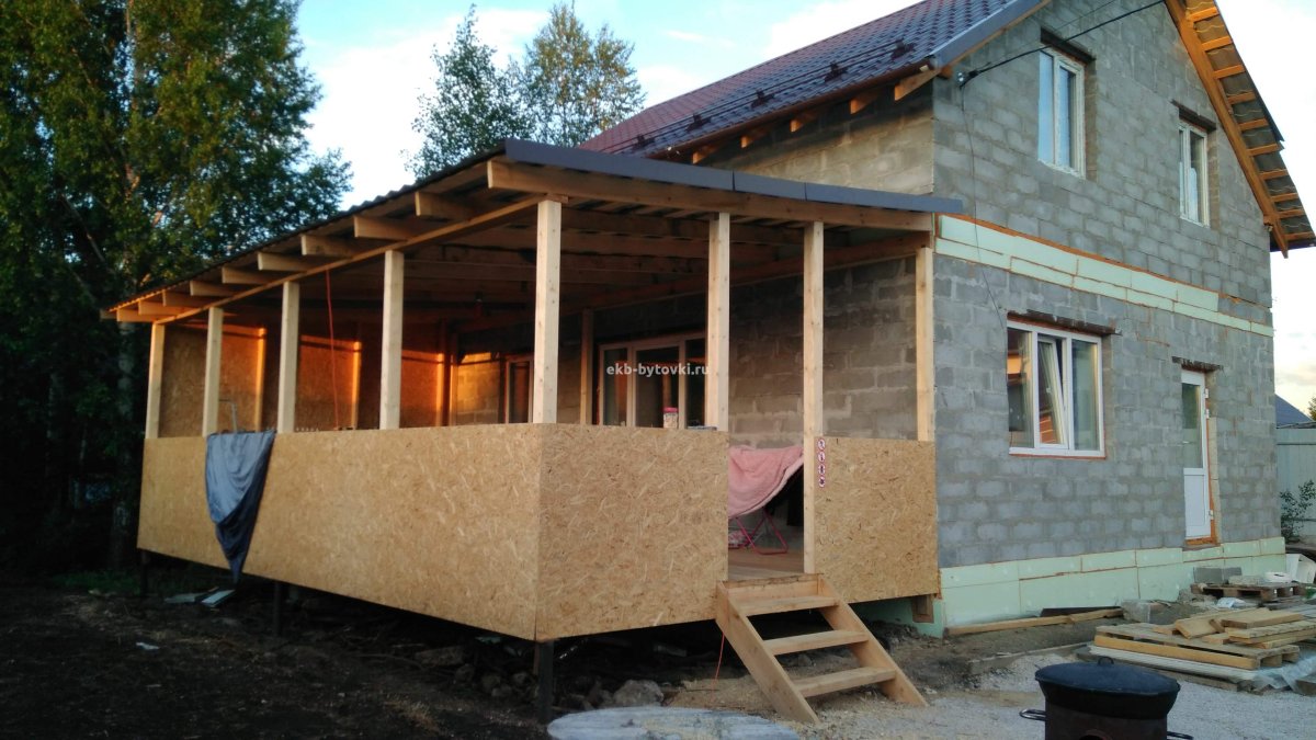 Терраса каркасная пристроенная к дому