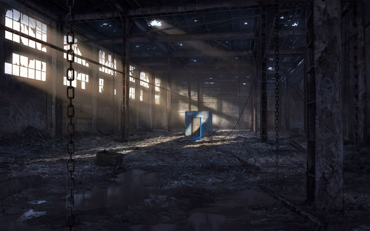 Здание заброшка аниме фон