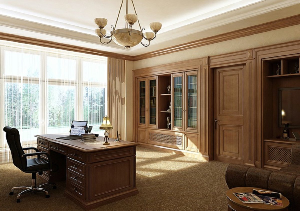 Кабинет в классическом стиле в загородном доме