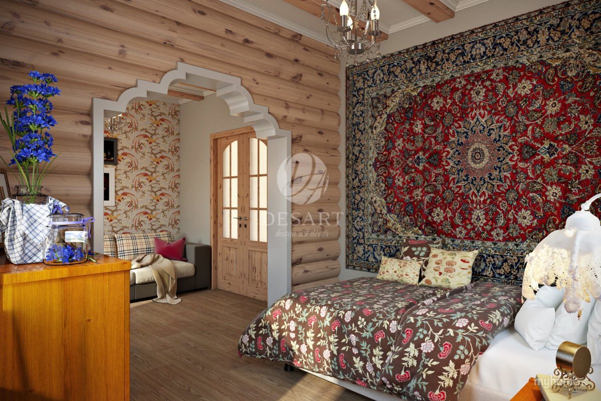 Интерьер спальни в деревенском доме