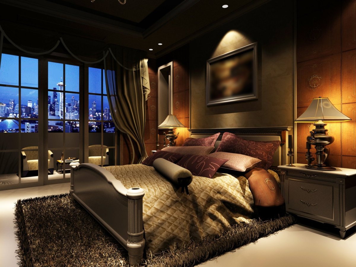 Спальня в темных тонах