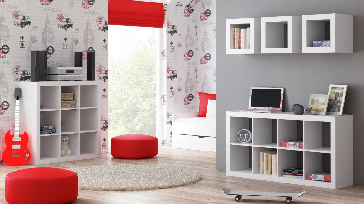 Стеллажи в интерьере детской