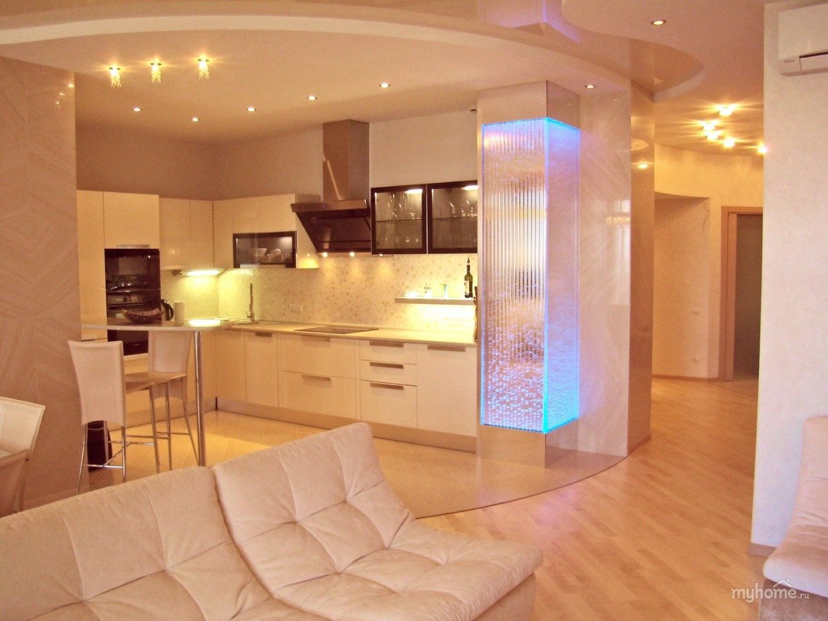 Красивые кухни гостиные