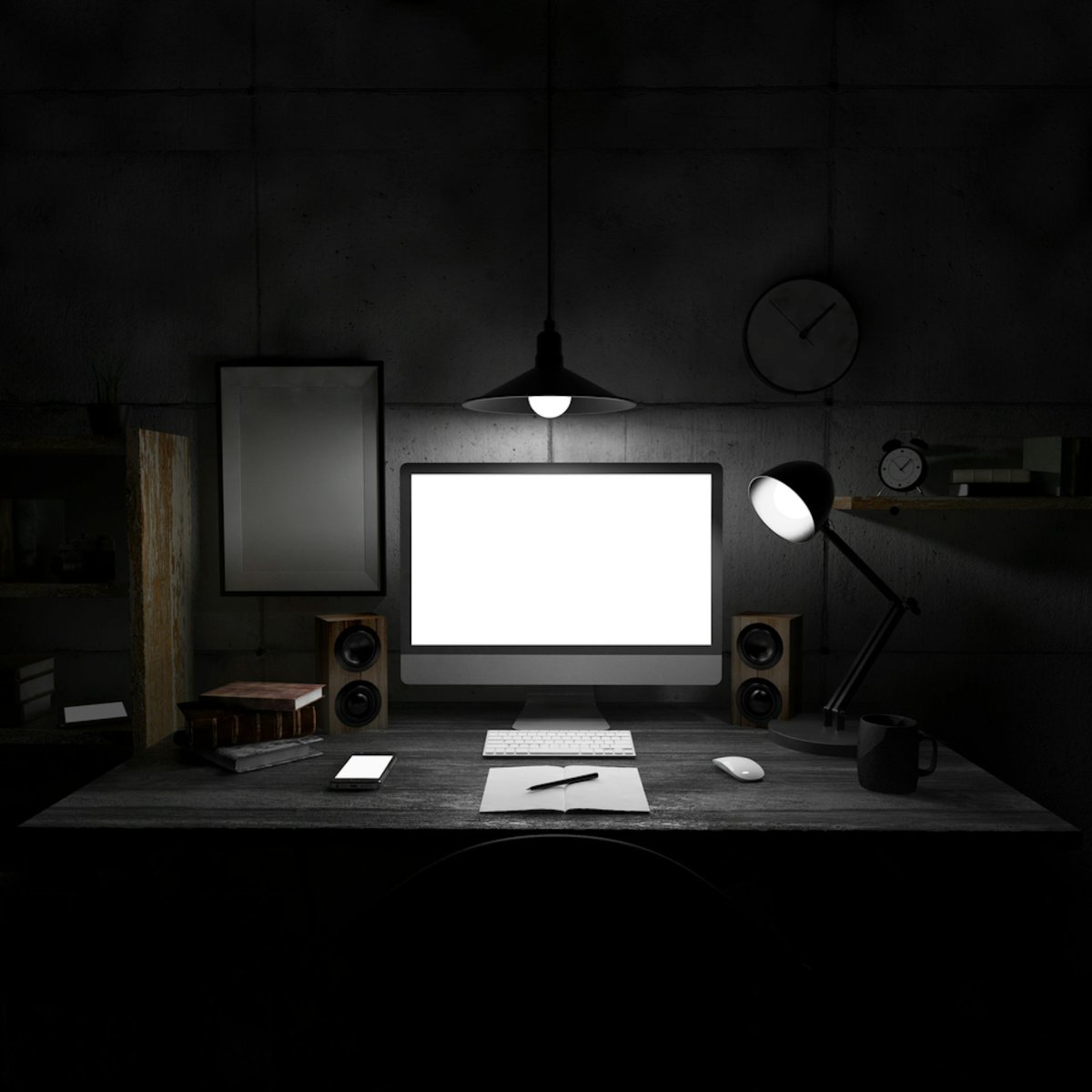 Маниторыф в темной комнате