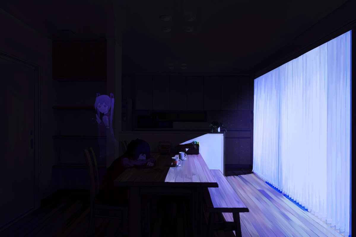 Аниме фон комната ночью