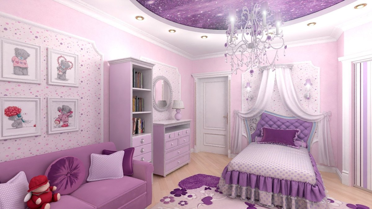 Фиолетовая комната для девочки