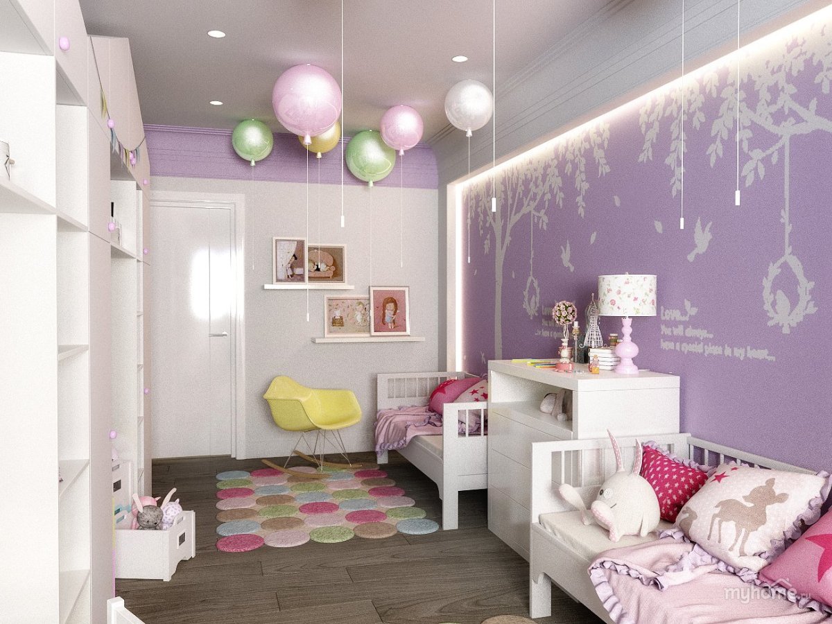 Комната для девочки в сиреневых тонах