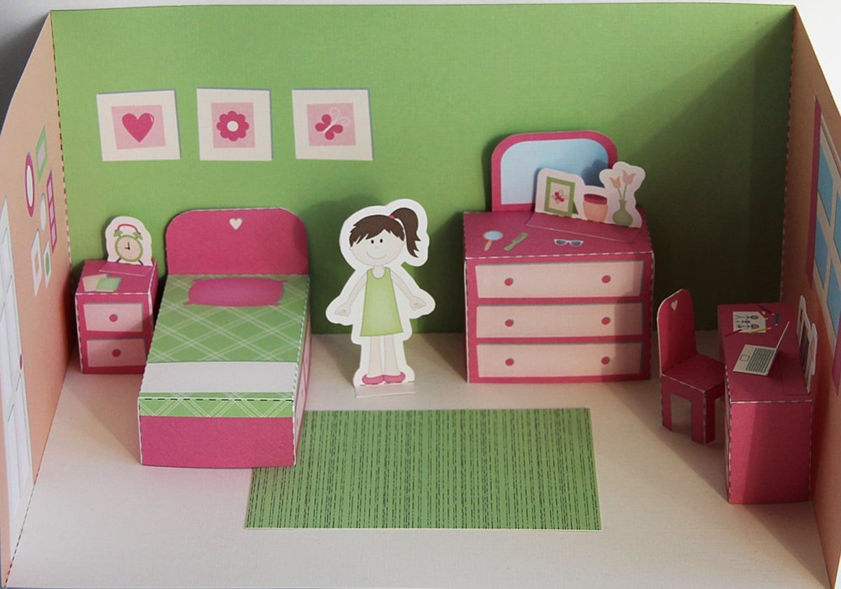 Картонные комнаты для кукол