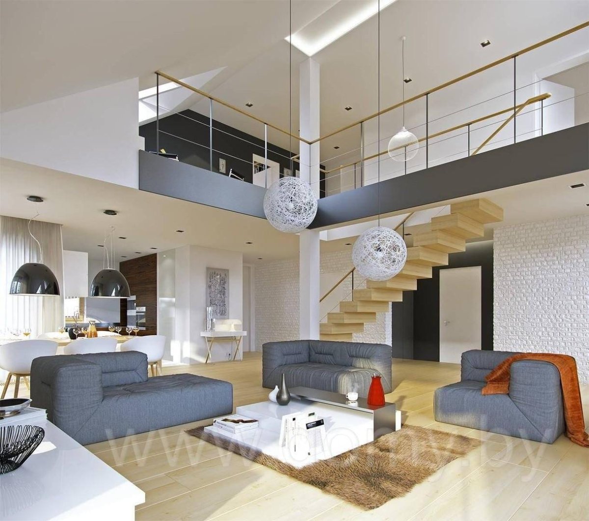 Двухэтажная гостиная