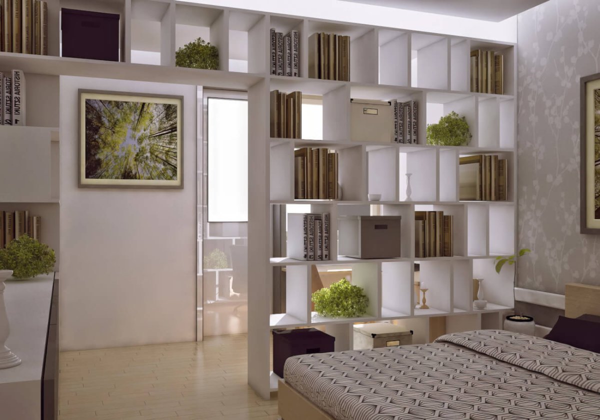 Стеллаж для зонирования комнаты