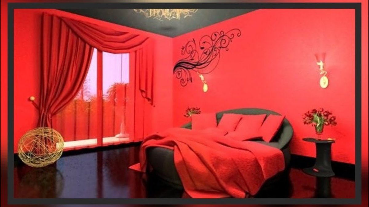 Спальня в черно красных тонах