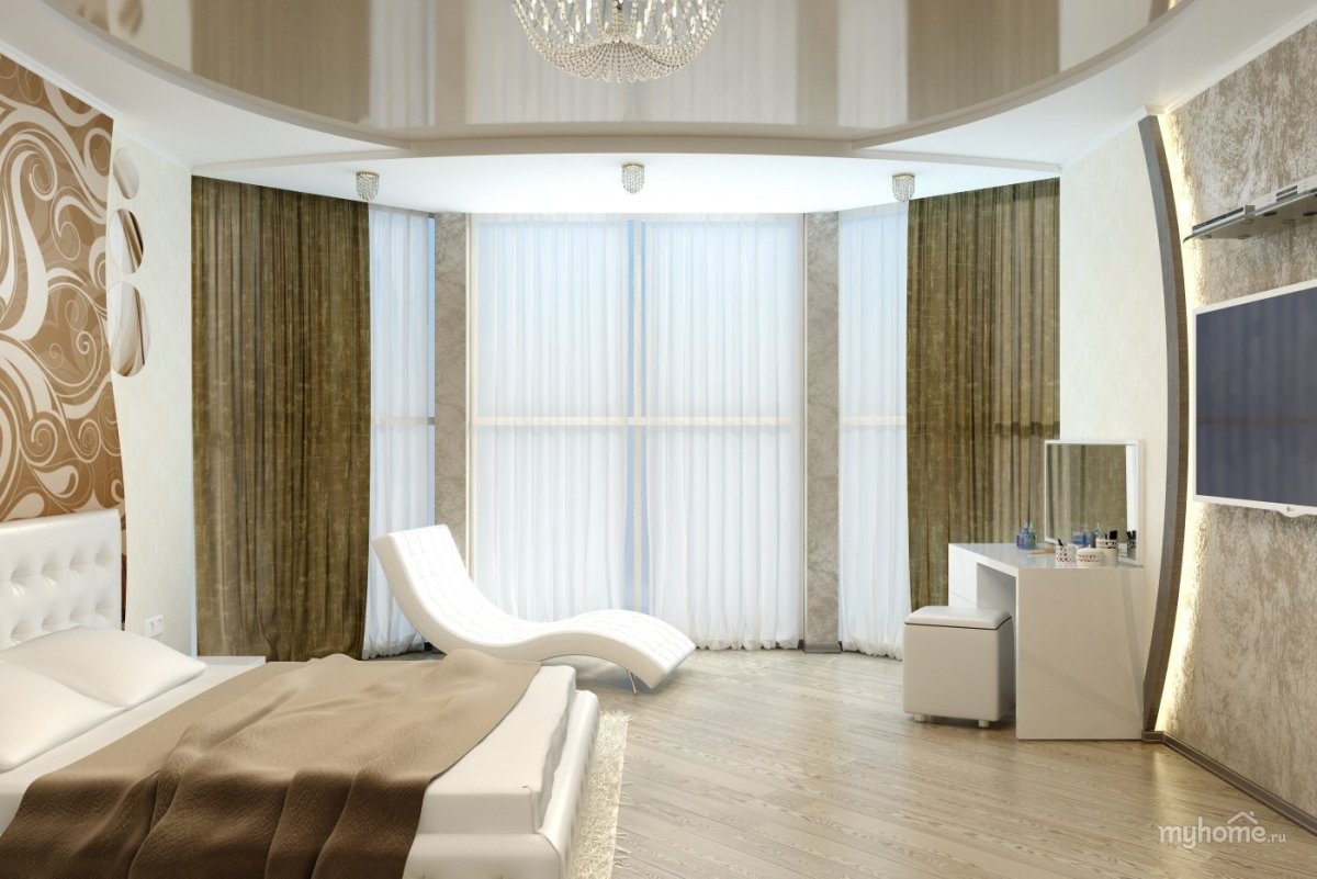 Спальня с эркером в современном стиле