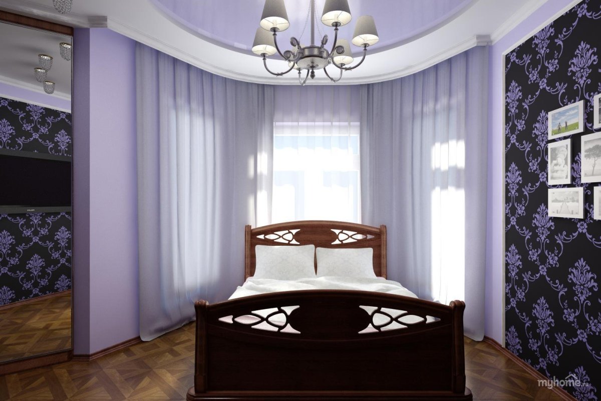 Интерьер спальни с эркером