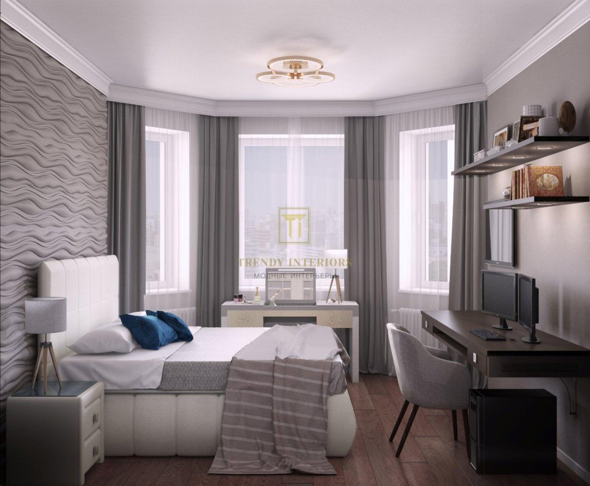 Спальня гостиная с эркером