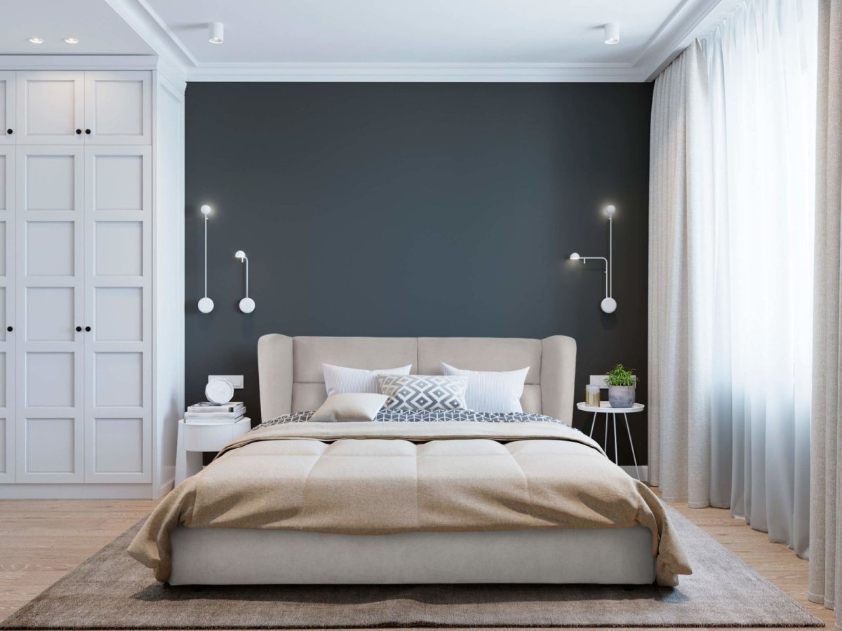 Подвесные светильники у кровати в спальне