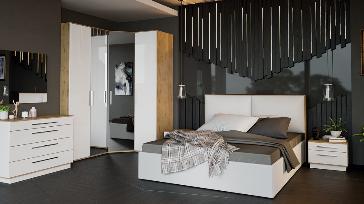 Квадро ТД 281.04.01 комод (Бунратти/белый глянец)