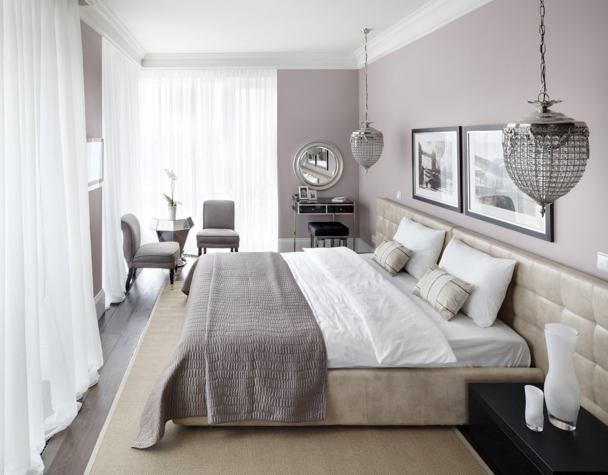 Спальня в бежево серых тонах
