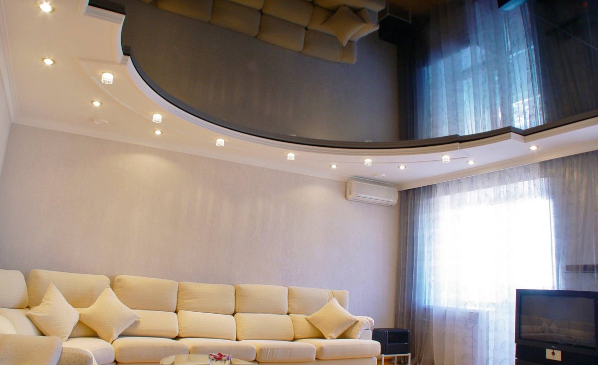 Двухуровневые натяжные потолки