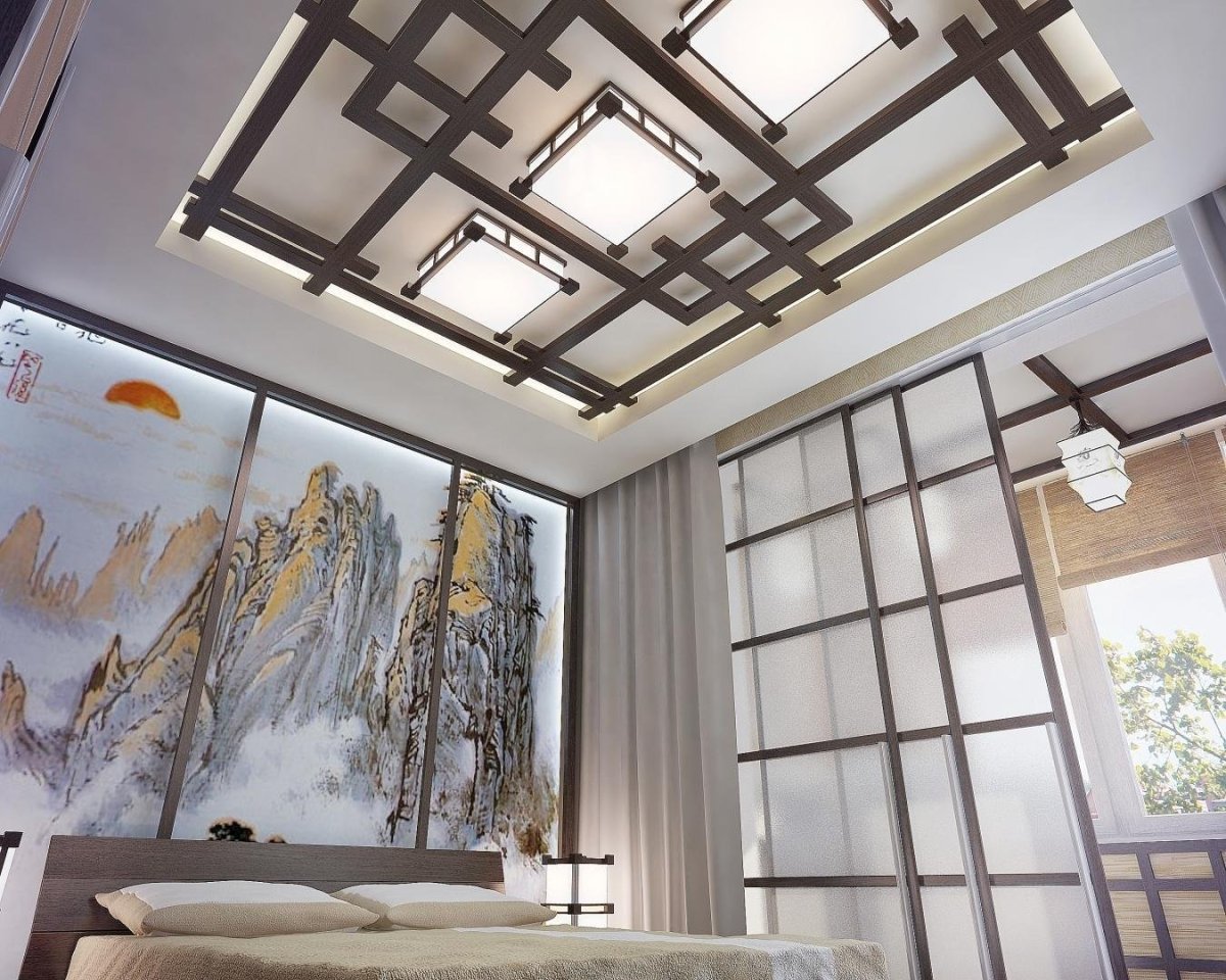 Натяжные потолки в японском стиле