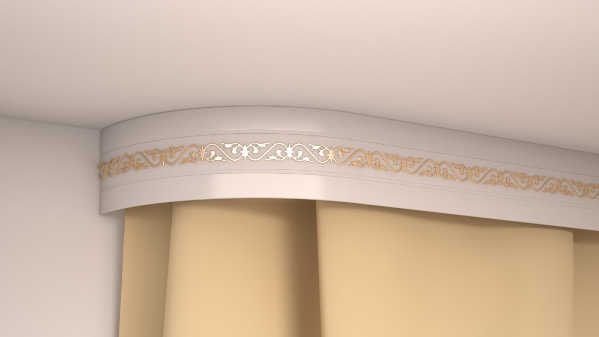 Карниз потолочный 3-х ряд. 1,6м с блендой+повороты "Бриз 70мм" "brodecor" №204