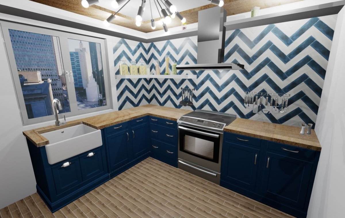 Kerama Marazzi плитка елочкой синяя