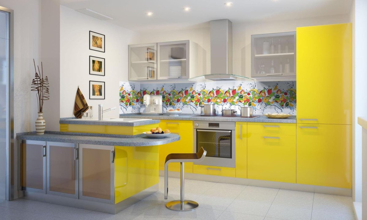 Желтая плитка на кухне