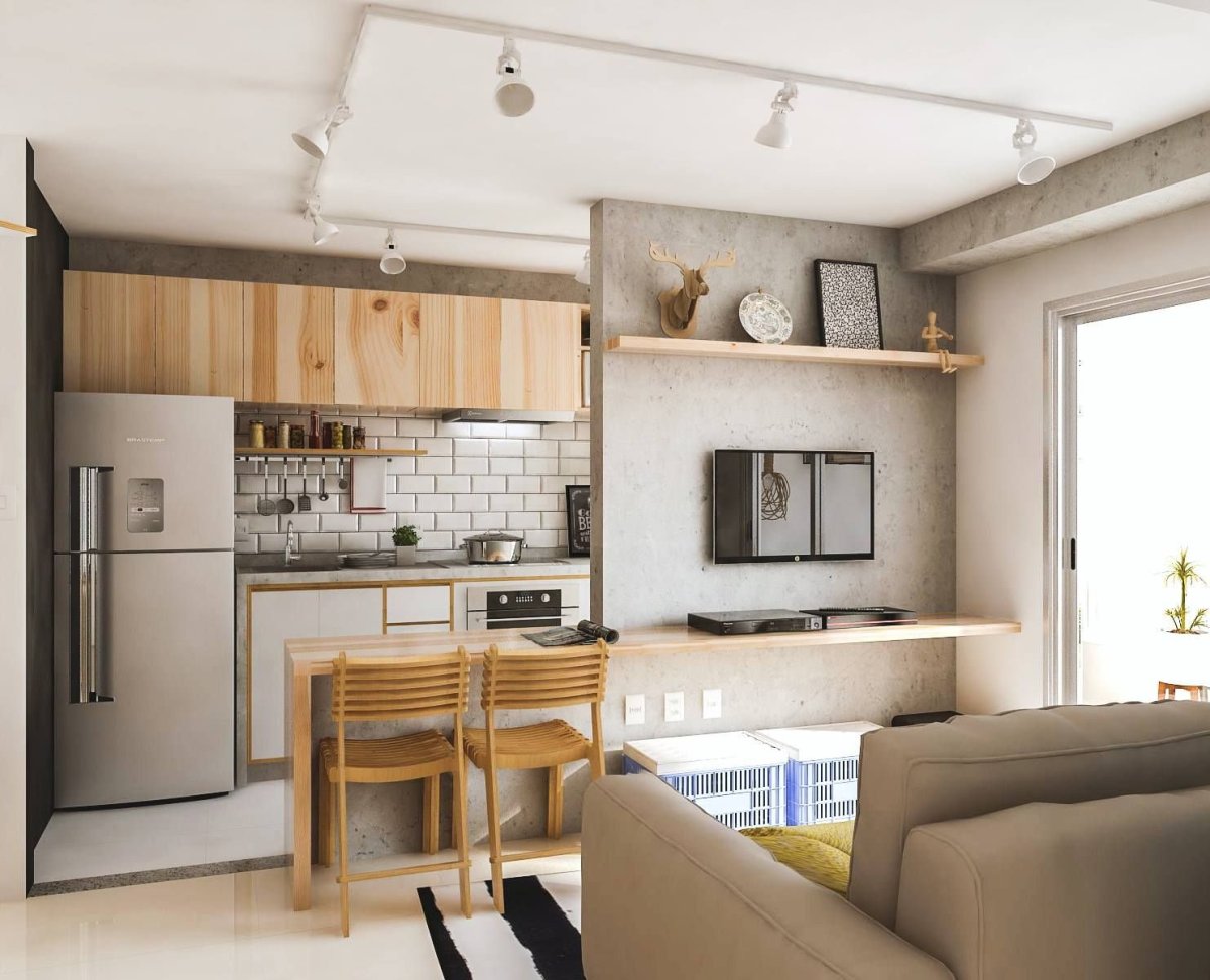 Небольшая кухня гостиная