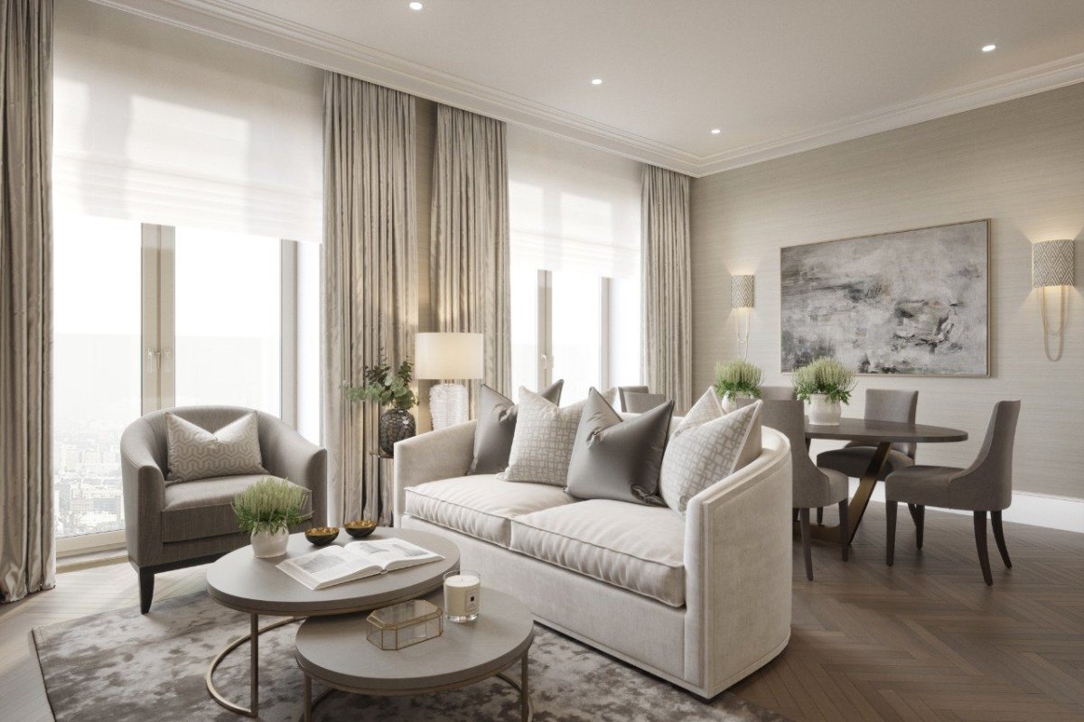 Уютная гостиная в светлых тонах