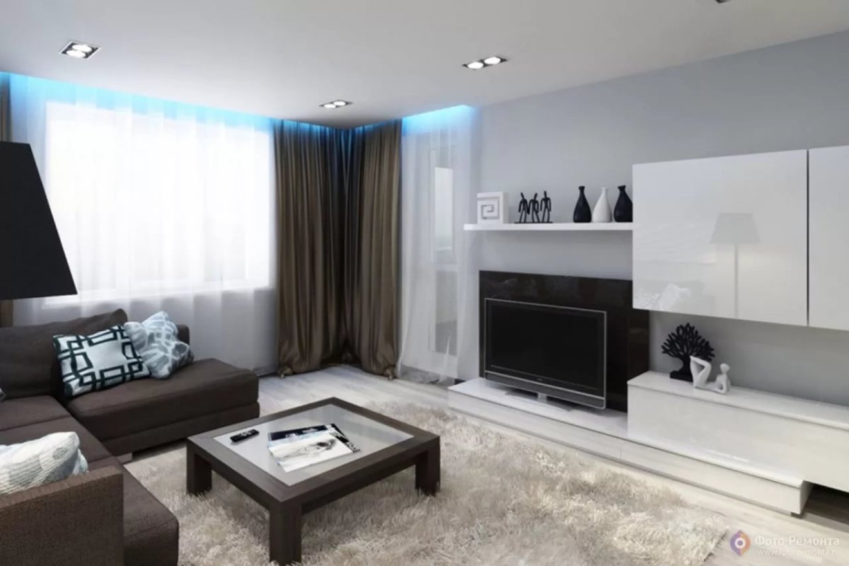 Гостиная в черно белом стиле современная