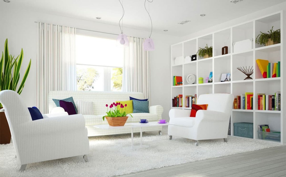 Гостиная в белом цвете