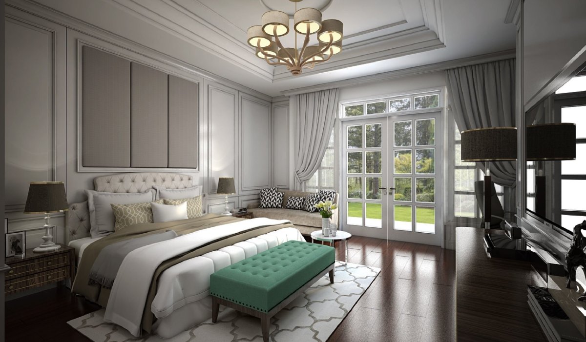 Американская классика в интерьере спальни