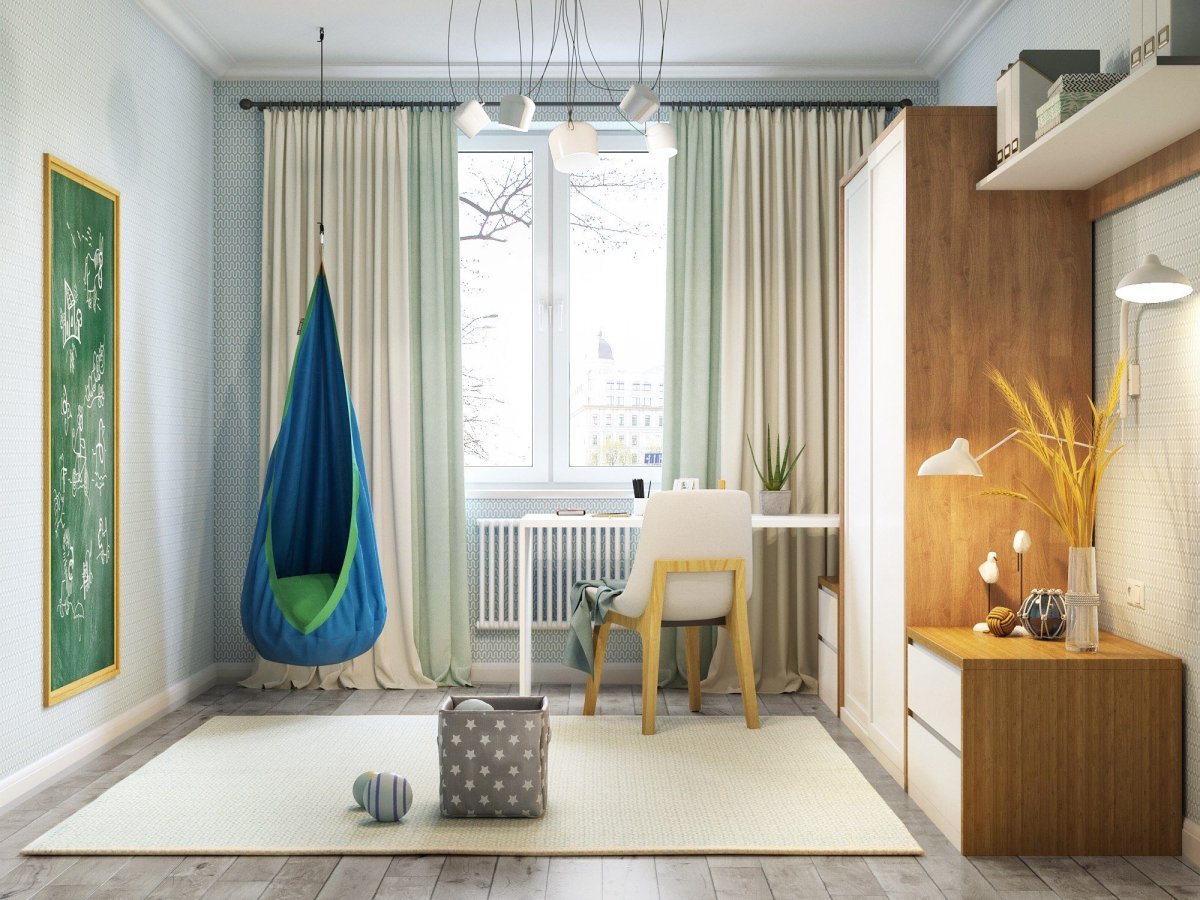 Шторы в комнате Скандинавский стиль