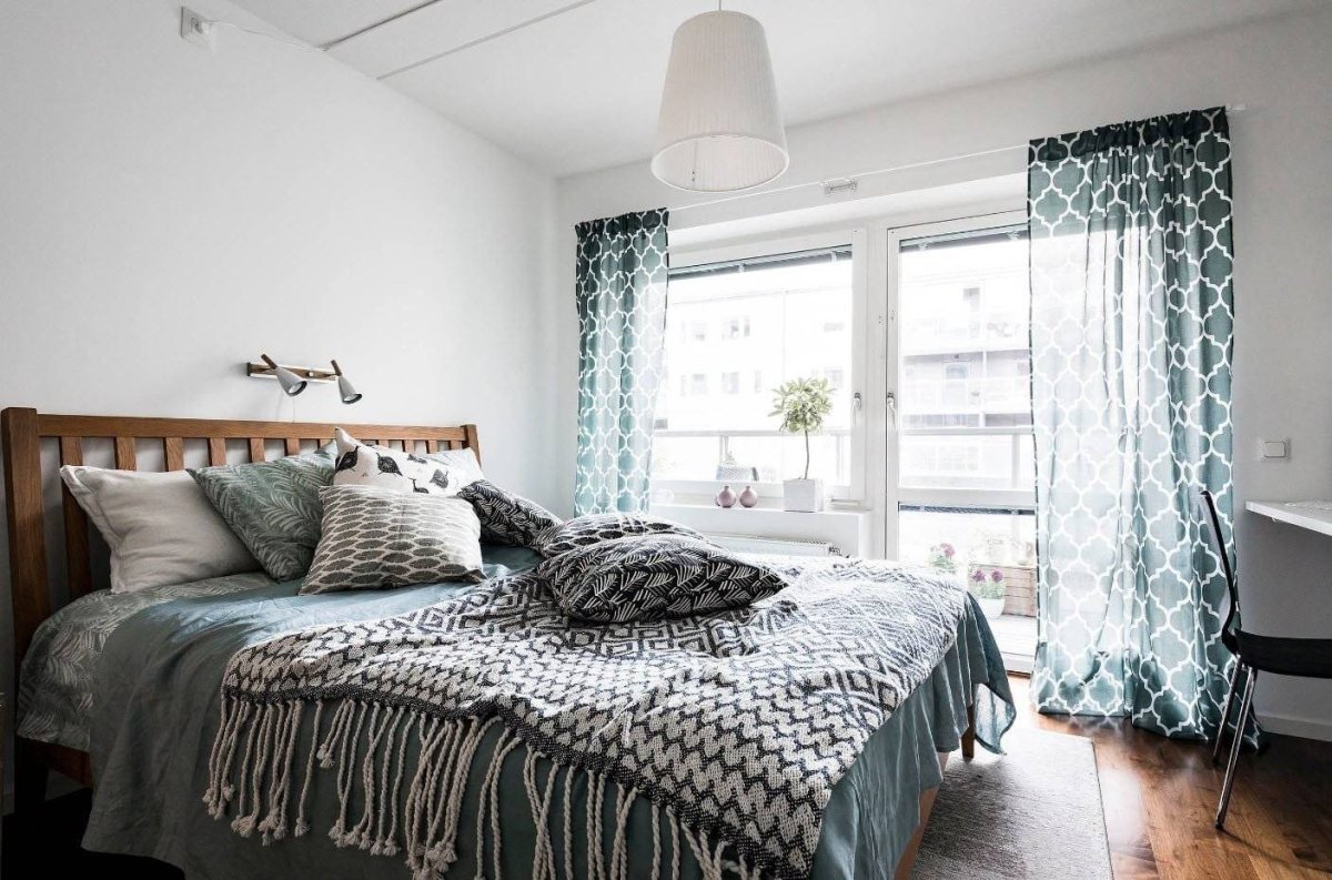 Шторы в стиле Сканди в спальне