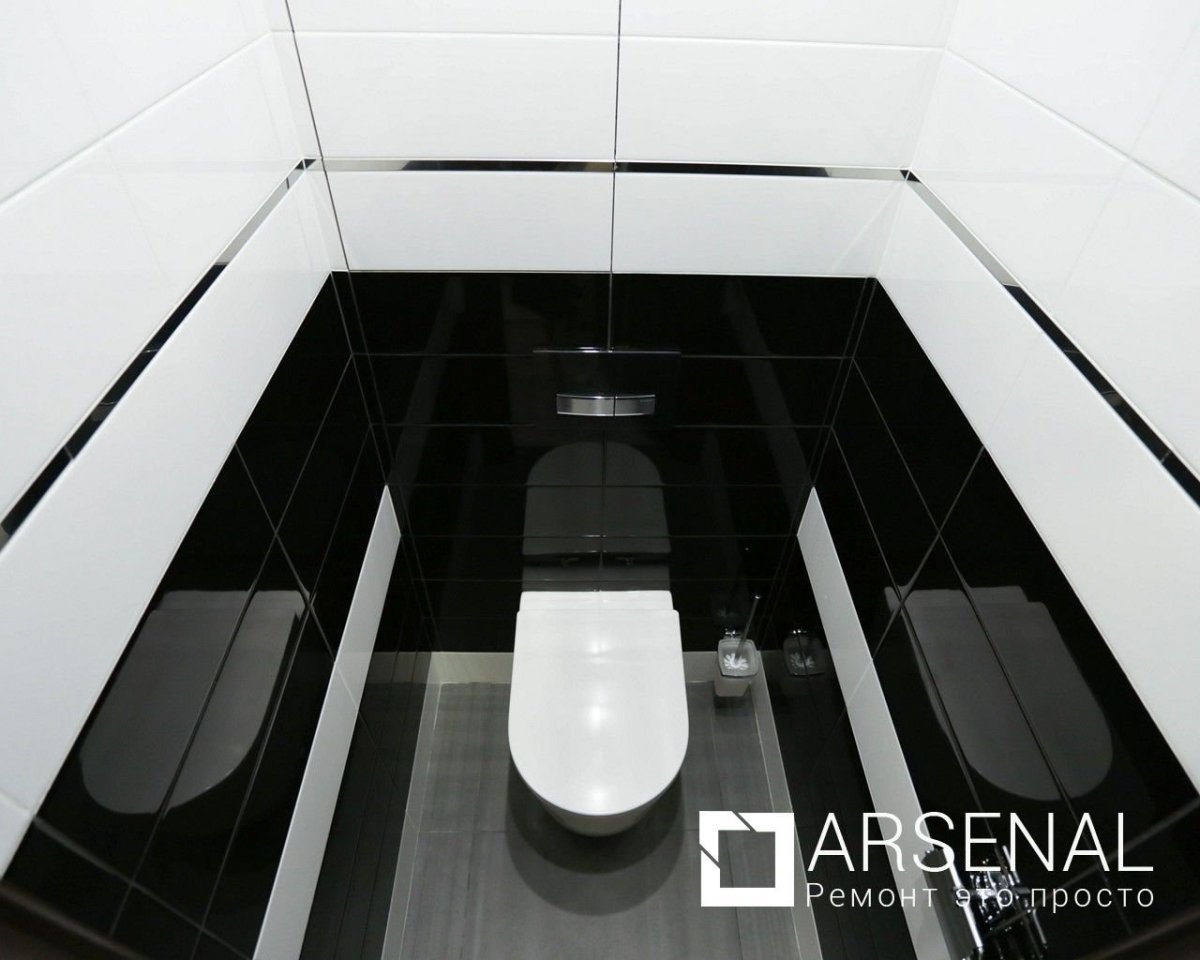 Черно белая плитка в туалете