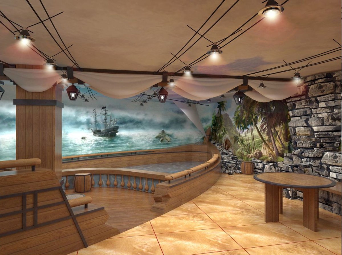 Интерьер кафе в морском стиле